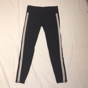 Athleta Pink Stipe Leggings With Zippers